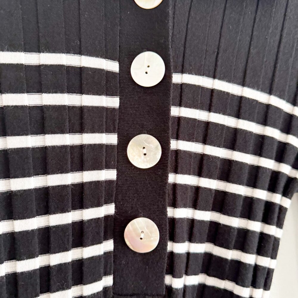 Madewell | NWT Ribbed Polo Sweater Black Ivory Stripe | Sz S - Picture 10 of 10